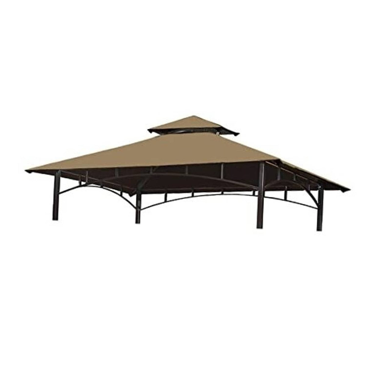 Khaki double-tier replacement gazebo canopy top with arched valance detail