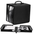 Black CD/DVD binder storage case with top handle and front zipper pocket