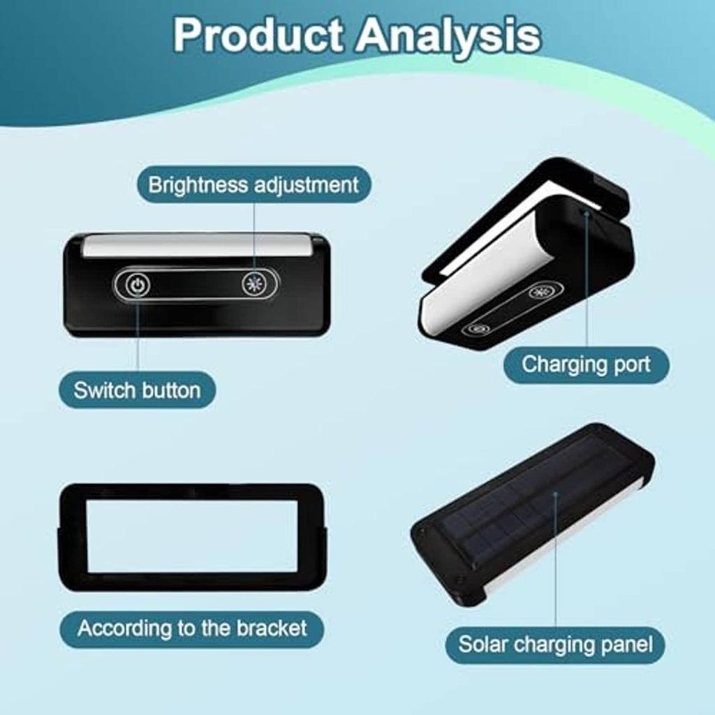 Rechargeable LED trunk light with charging port and solar charging panel