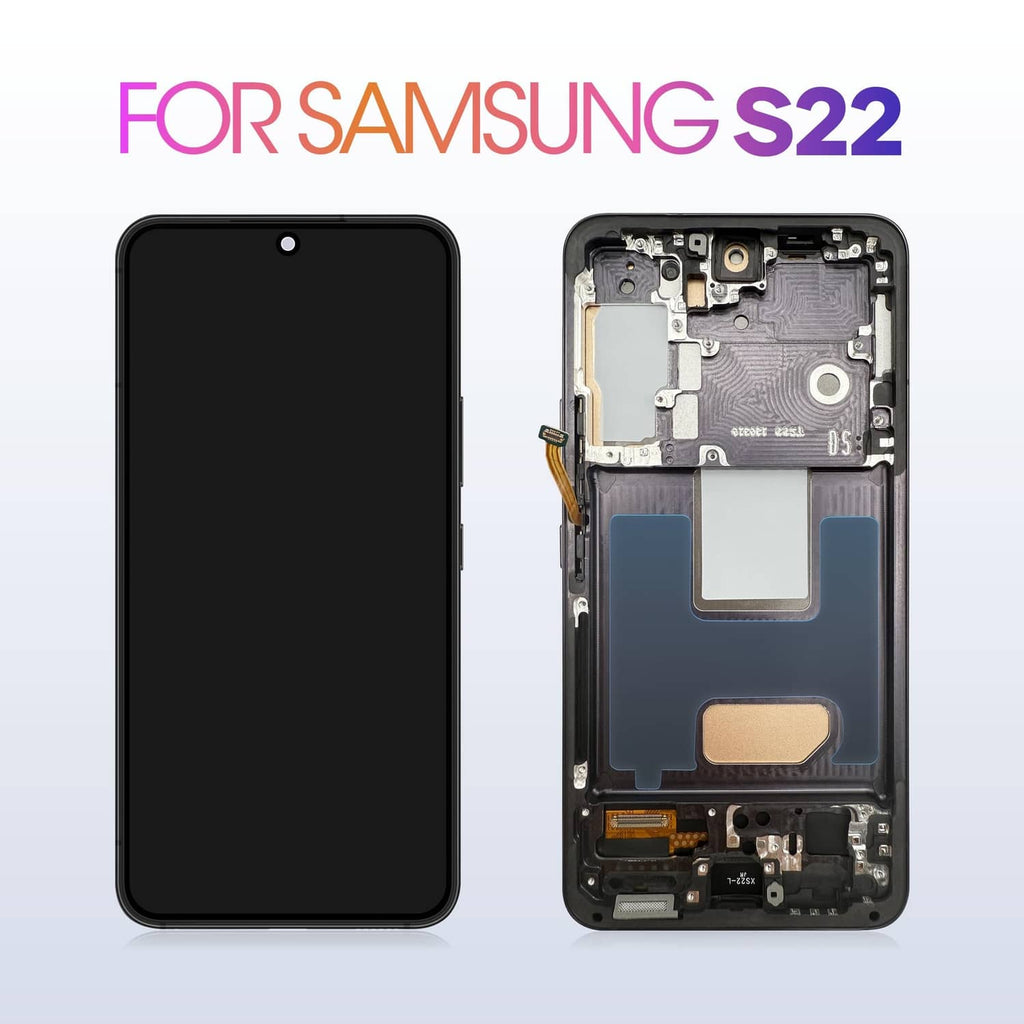 LCD screen replacement for smartphone, front black screen and exposed internal frame