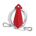 Red tow harness connector with white cable and two silver snap hooks