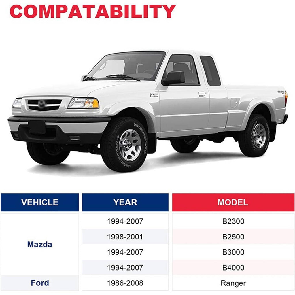 Rear leaf spring hanger bracket and shackle kit compatibility chart with truck image