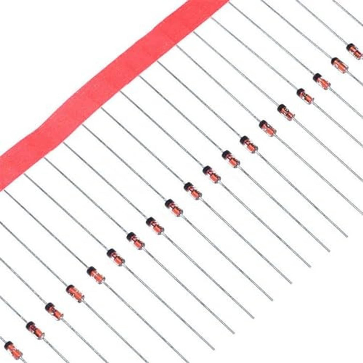 Pack of 100 1N4148 switching diodes, DO-35 axial leads on panel