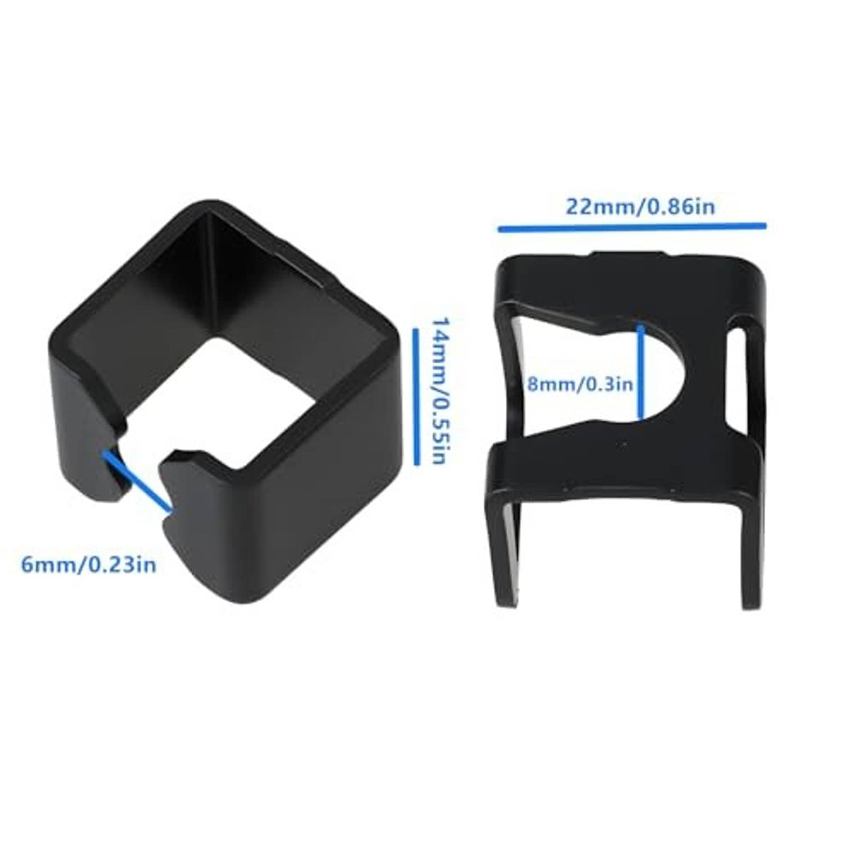 Black jack spare part brackets with dimensions: 6mm and 22mm measurement marks.