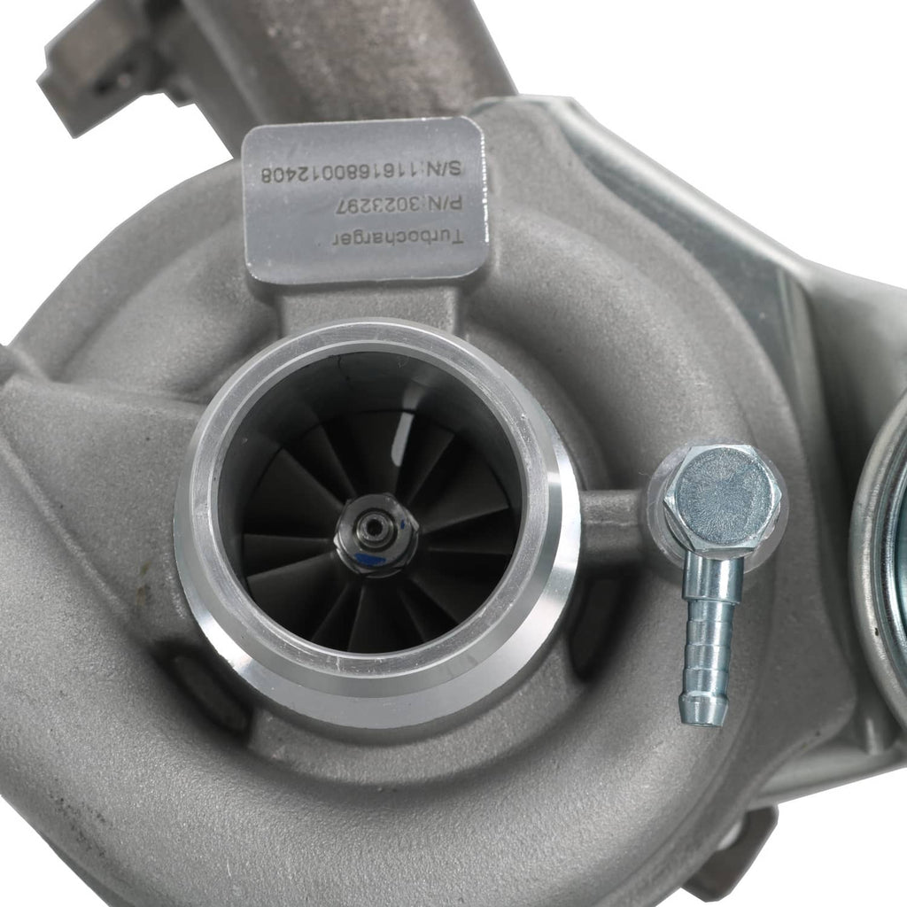 Turbocharger cartridge with compressor wheel and inlet assembly, metal housing
