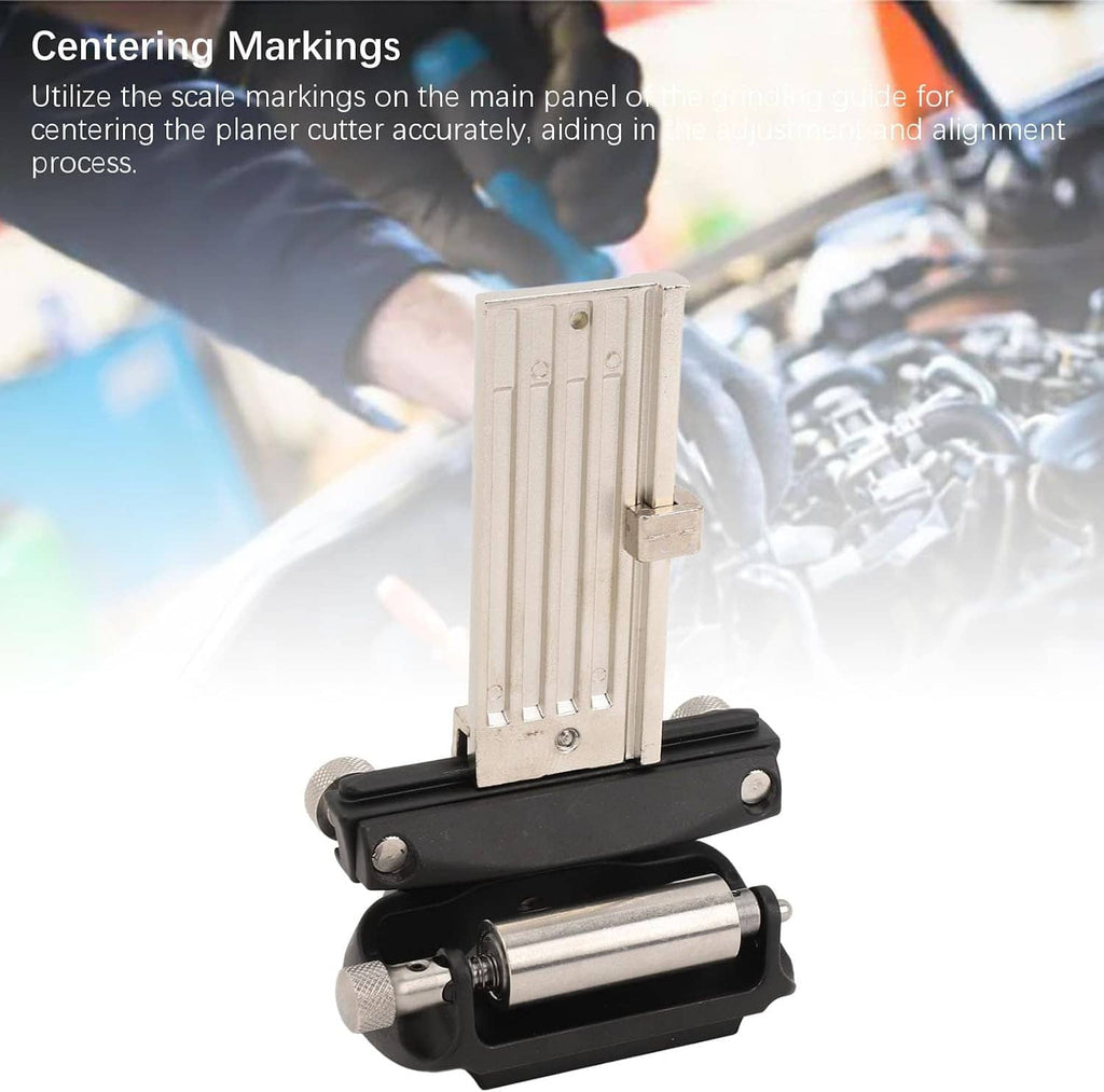 Sharpening guide jig with tall aluminum panel and centering marks on angle scale