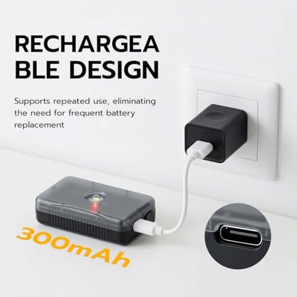 Rechargeable LED sensor light with USB-C charging cable and dark gray housing