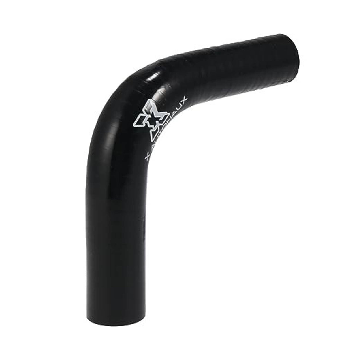 Straight 90-degree elbow hose reducer, black rubber with blue inner end