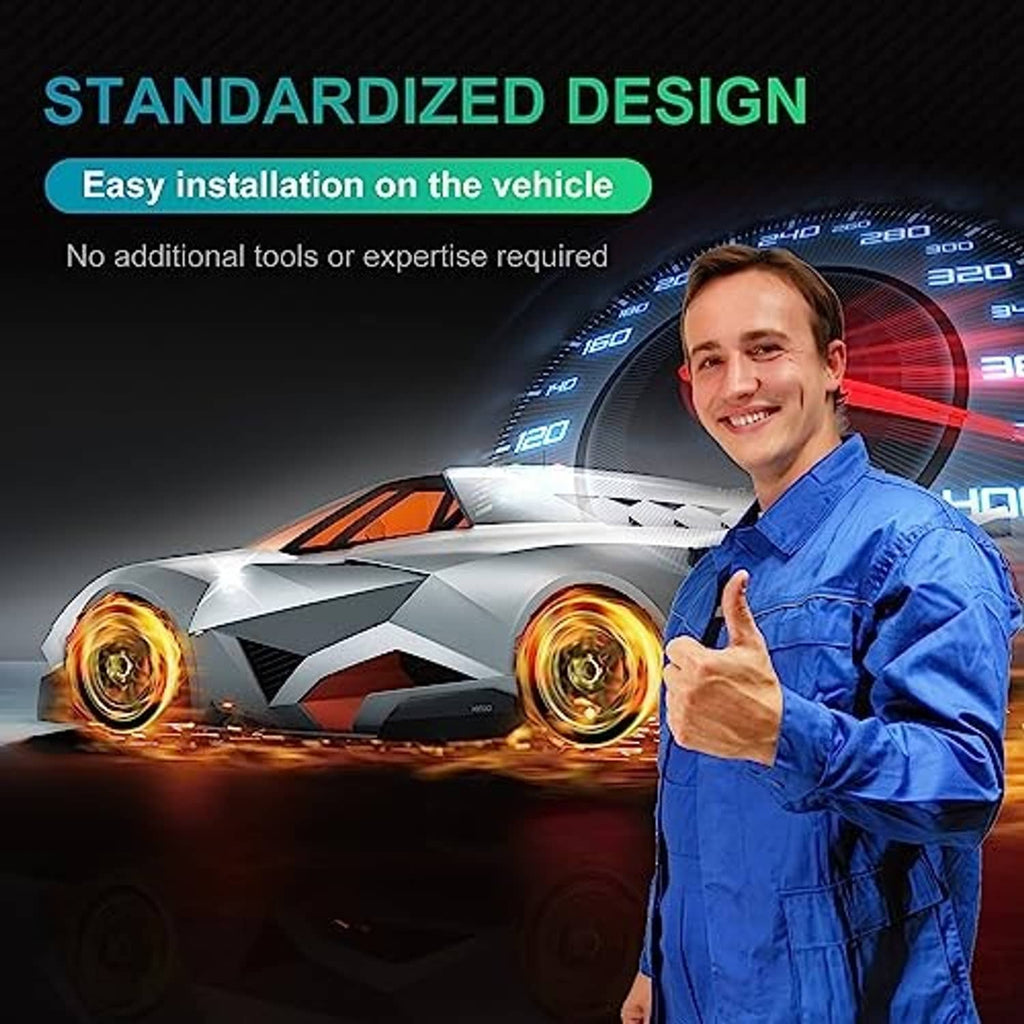 Standardized design promotional graphic with mechanic giving a thumbs-up near a car