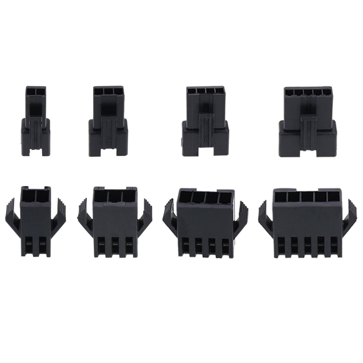 Black JST-SM 2.5mm connector housings set, multiple pin counts shown