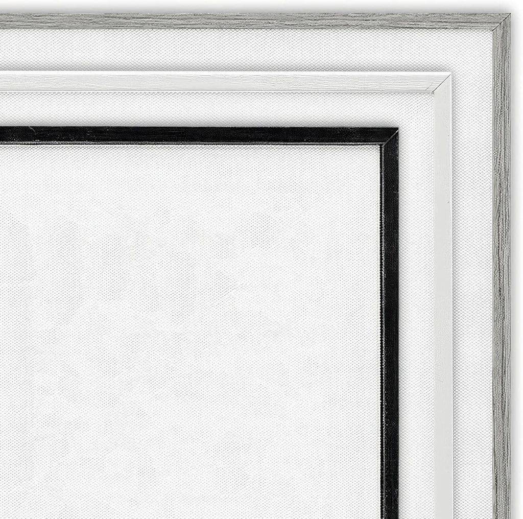 Textured silver frame edge close-up with inner mat opening for wall art.