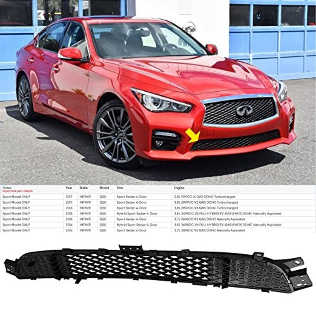 Front bumper grille cover kit, black mesh panel and bracket pieces