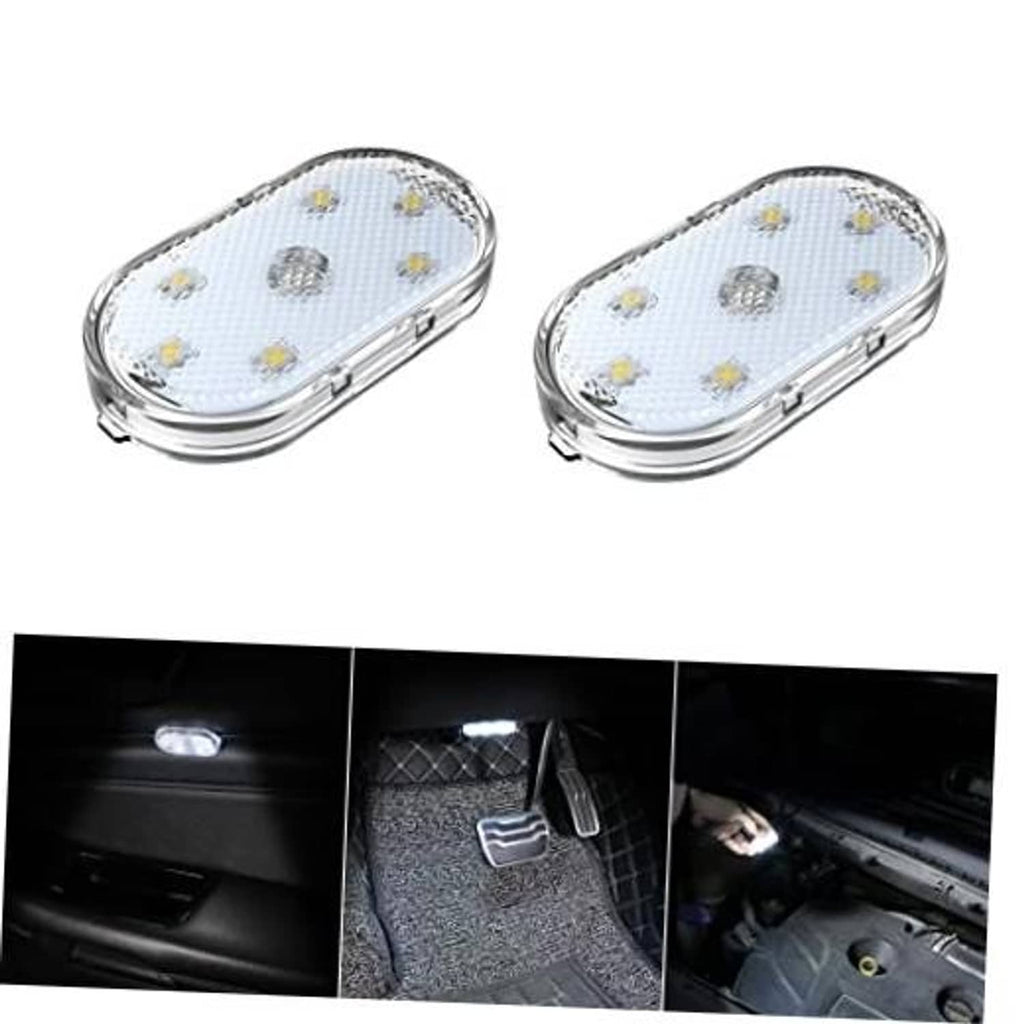 Set of two oval car LED interior lights with clear lens and white light dots