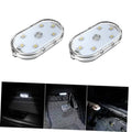 Set of two oval car LED interior lights with clear lens and white light dots