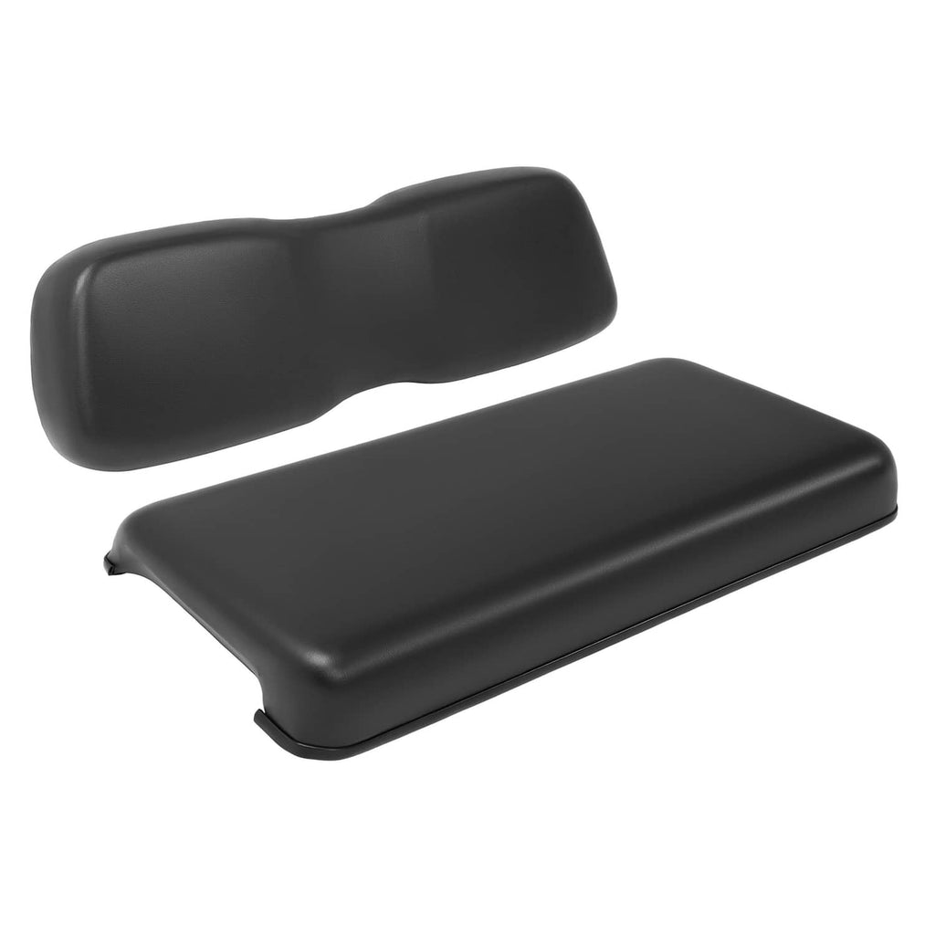 Black contoured seat back and bottom cushion, front view