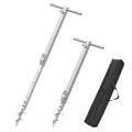 Stainless steel sand anchor with screw tip and cross handle, heavy-duty mounting rod