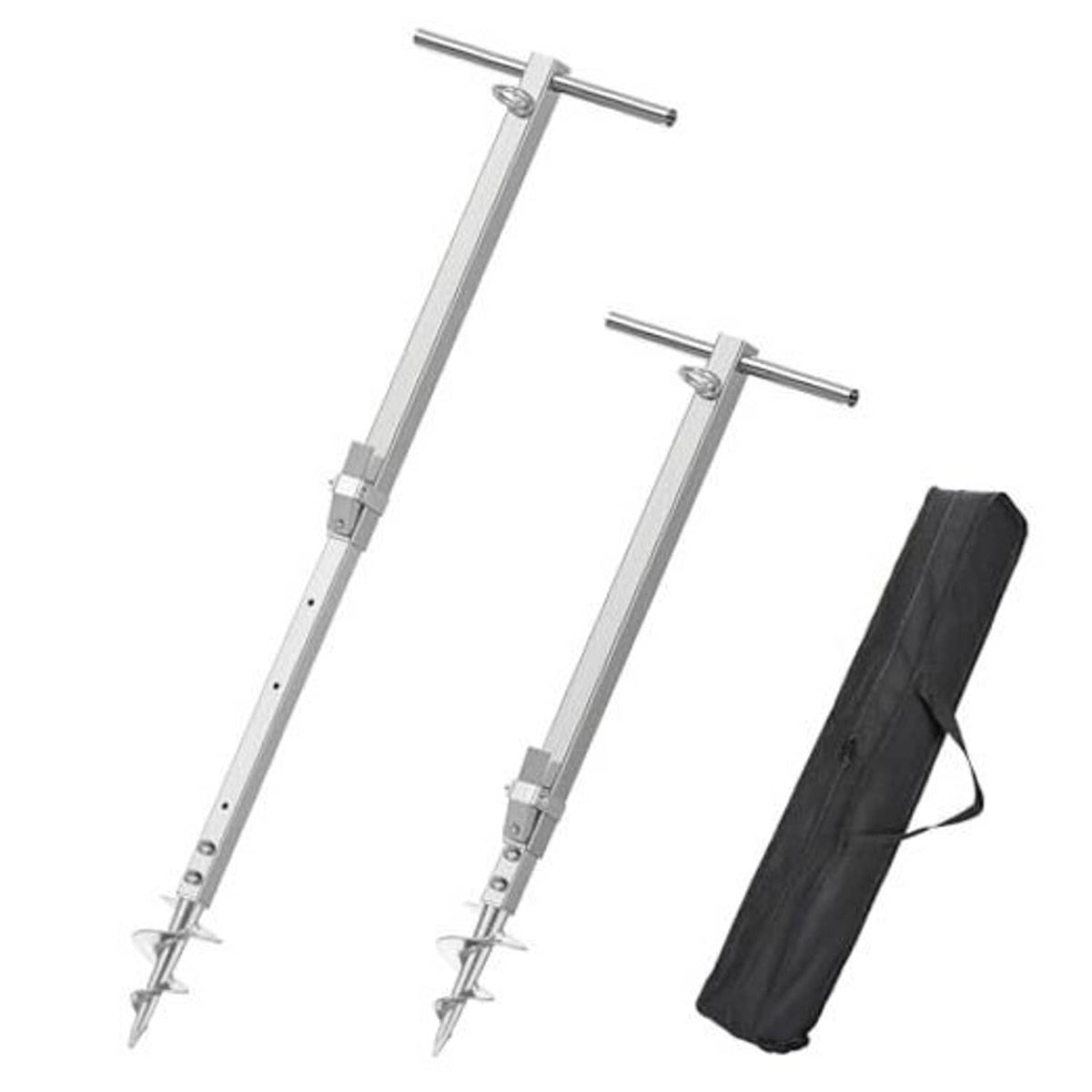 Stainless steel sand anchor with screw tip and cross handle, heavy-duty mounting rod