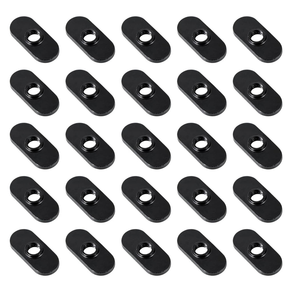 Black 1/4-20 T-nuts, centered slide style, pack of multiple