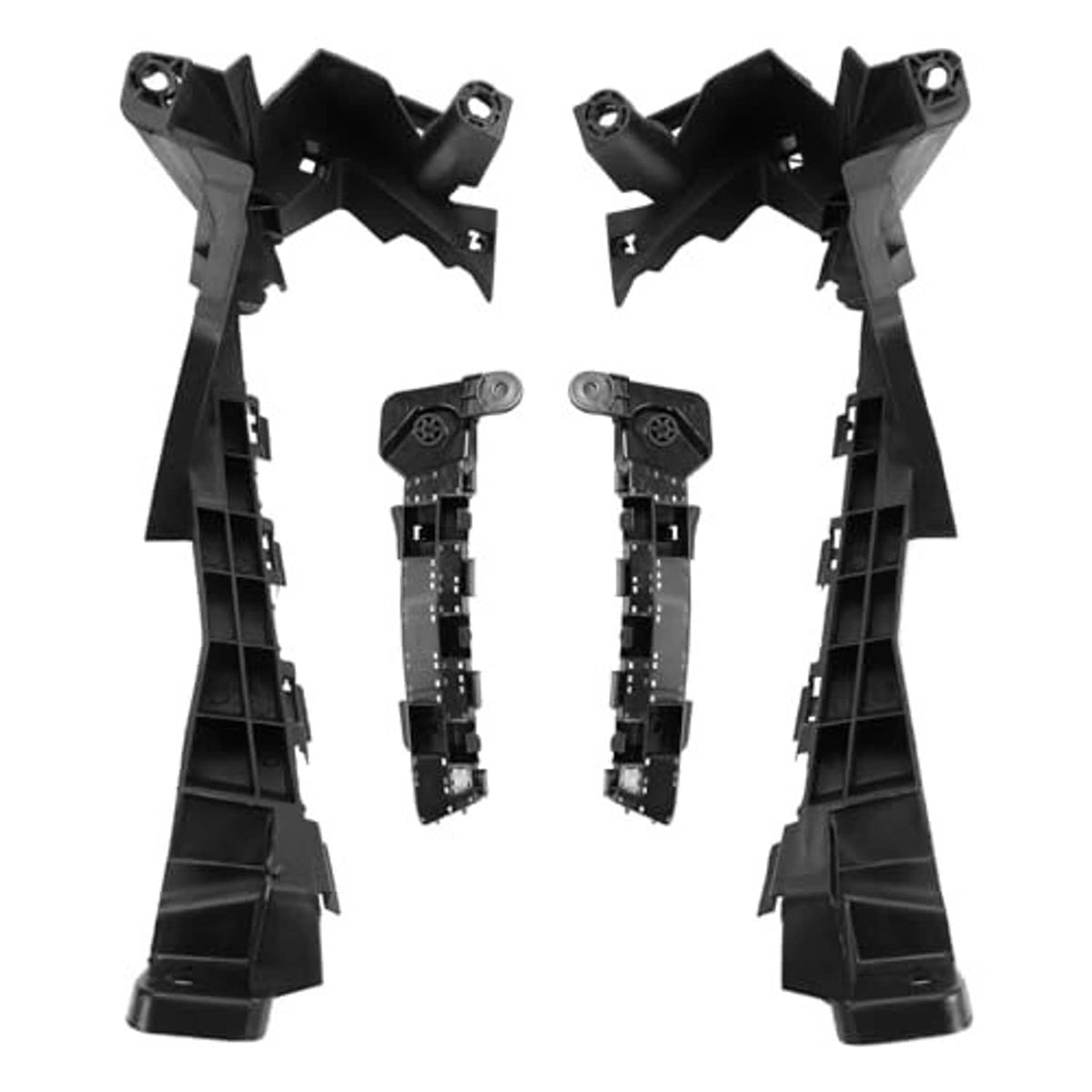 Black plastic bracket mount supports with metal mounting clips, front headlight retainer kit