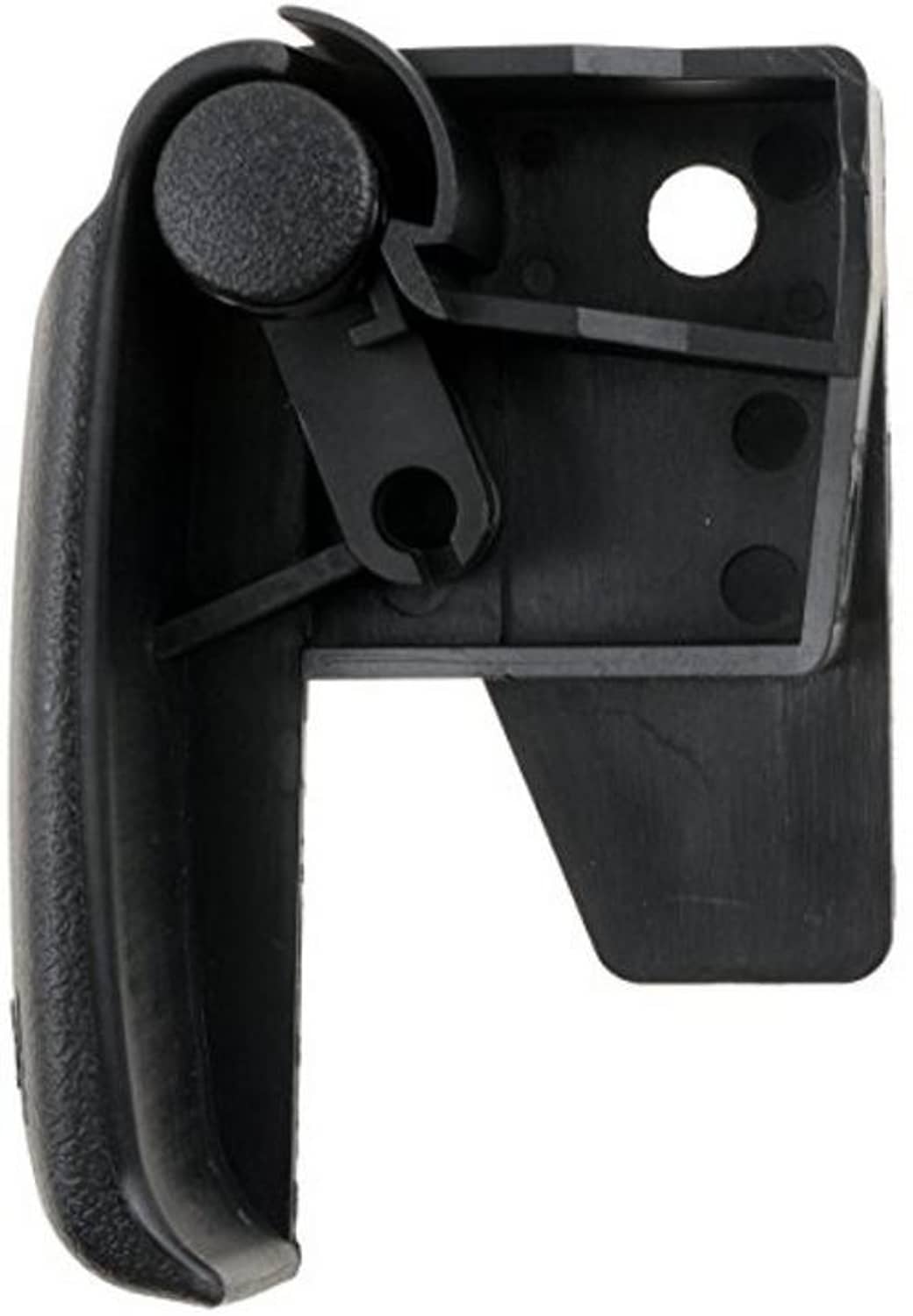 Black hood release handle with underside mounting bracket and pivot knob