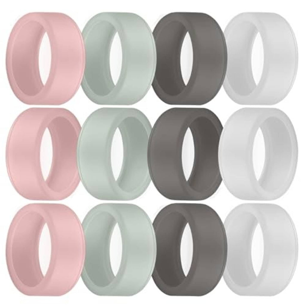 Set of silicone ring protector covers in light pink, mint, charcoal, and white