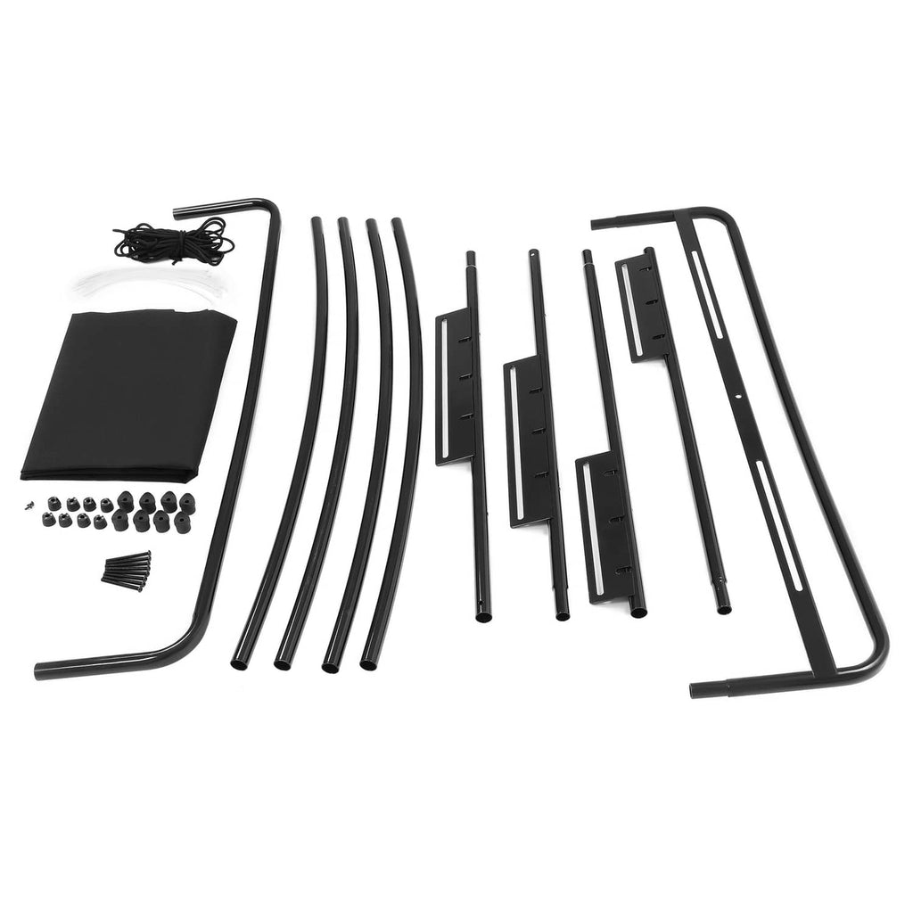 Golf cart roof top kit metal bars, fasteners, and canopy panel set