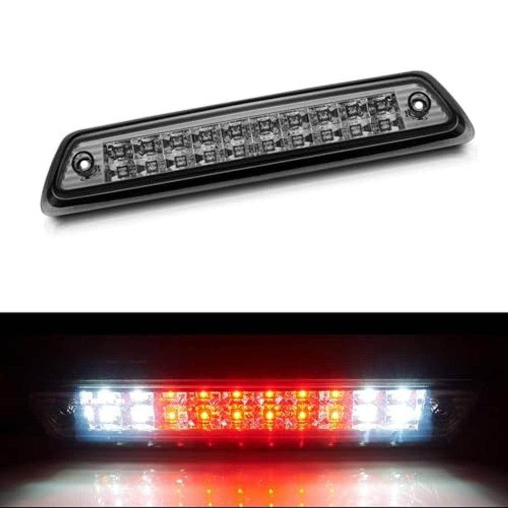 Rectangular LED brake light illuminated with bright white and red LED segments