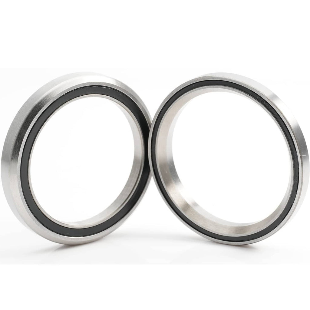 Bike headset bearing pair, two metal rings with black sealing borders