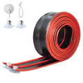Flex track toy set, black rails with red edges, rolled flexible track coil
