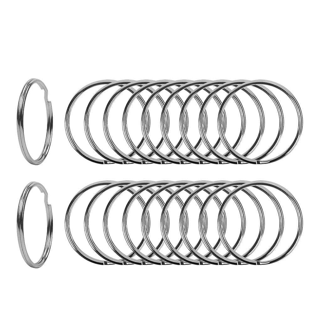 Large split key rings, silver steel, pack of multiple rings