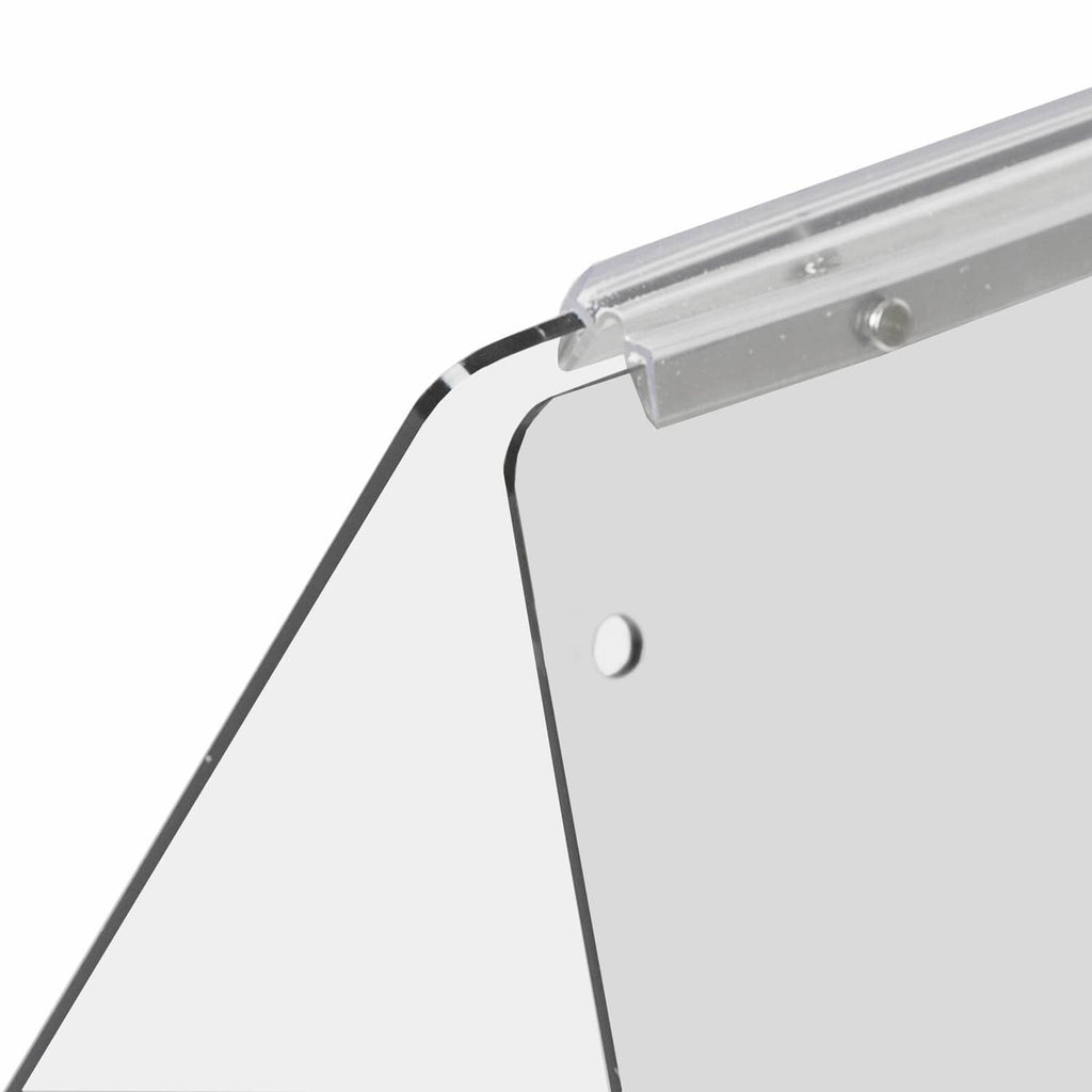 Clear folding windshield panel with aluminum frame and hinge hardware