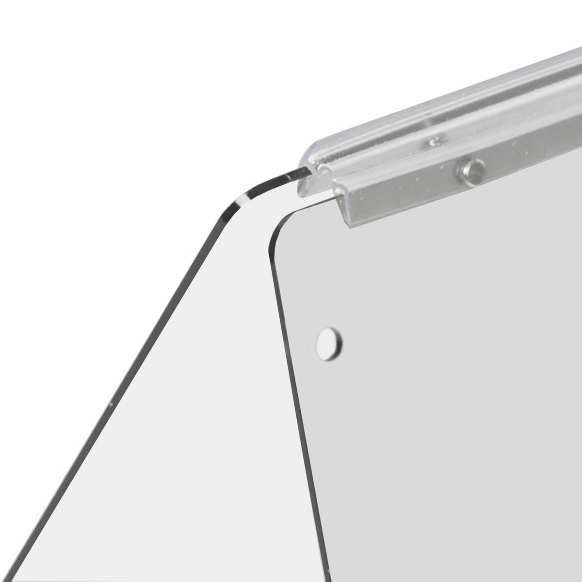 Clear folding windshield panel with aluminum frame and hinge hardware