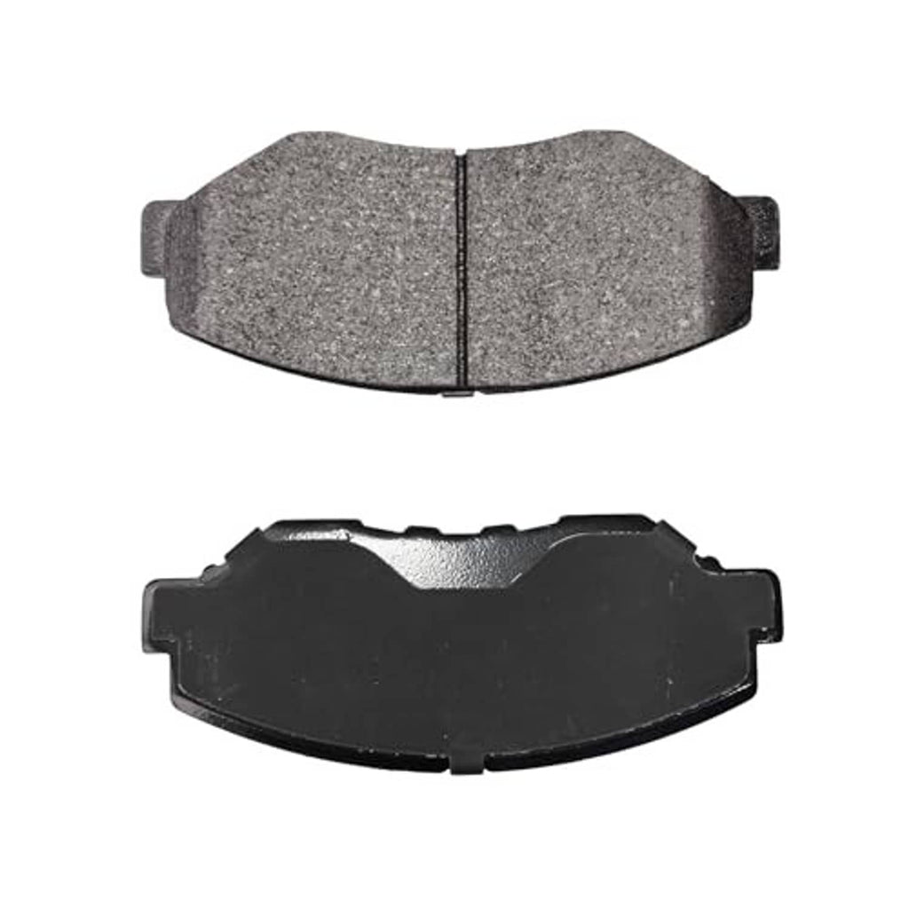 Ceramic disc brake pads, gray friction face and dark back plate with tabs