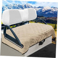 Khaki quilted plush golf cart seat cover with headrest slip-on design.
