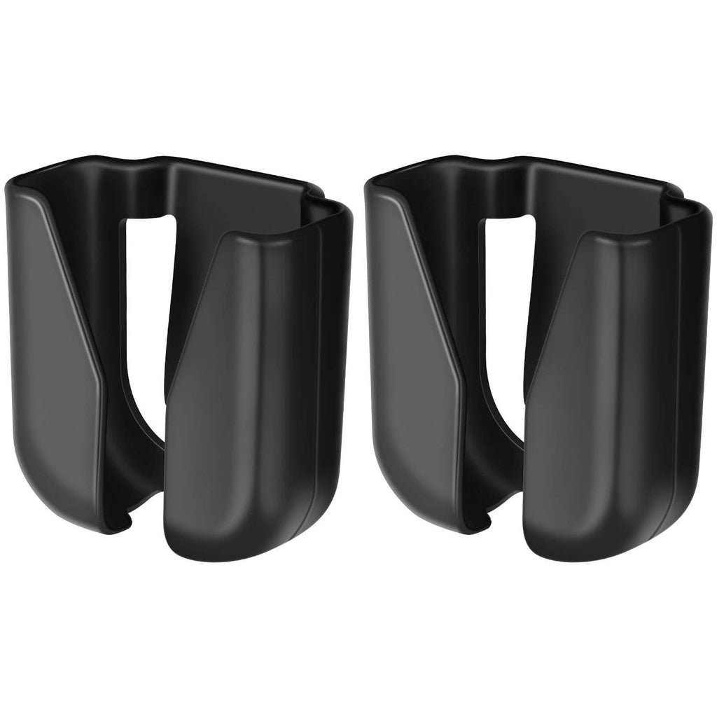 Black plastic stethoscope holder clips, open cradle design (two-pack)