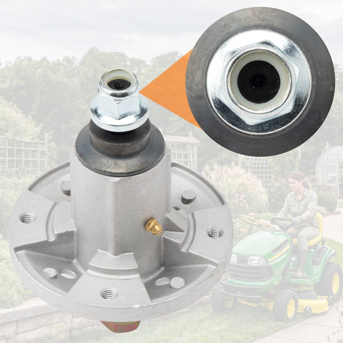 Spindle pulley base assembly with central stud and circular pulley opening