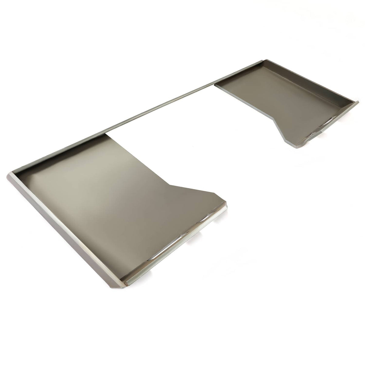 Gray hollow skid steer mount adapter plate with cutout windows on the arms