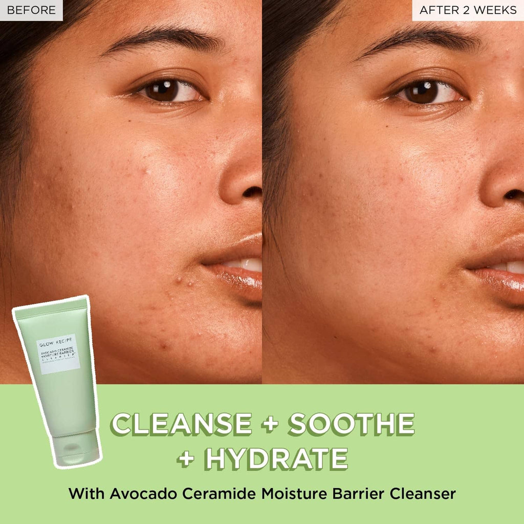 Glow Recipe travel cleanser tube with avocado ceramide moisture barrier