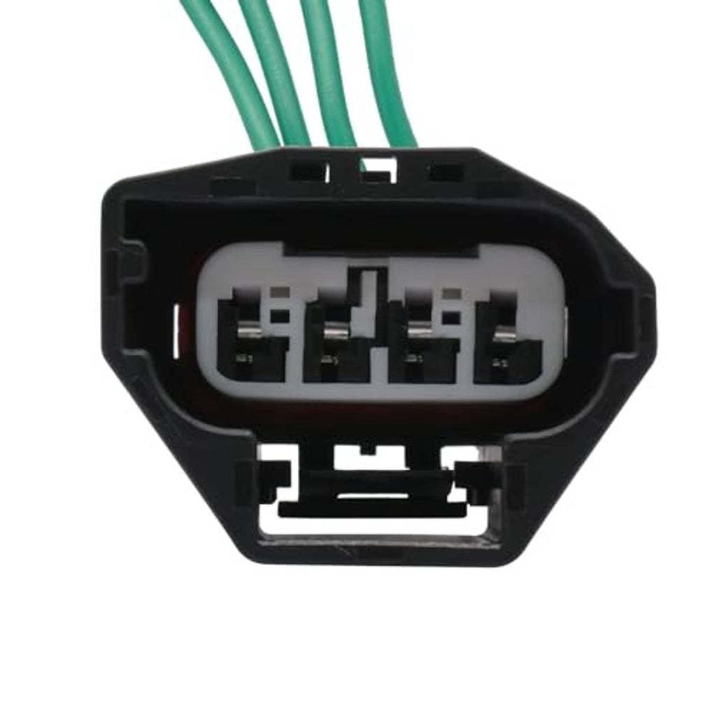 Electronic throttle body actuator connector pigtail, rear socket view with green wires