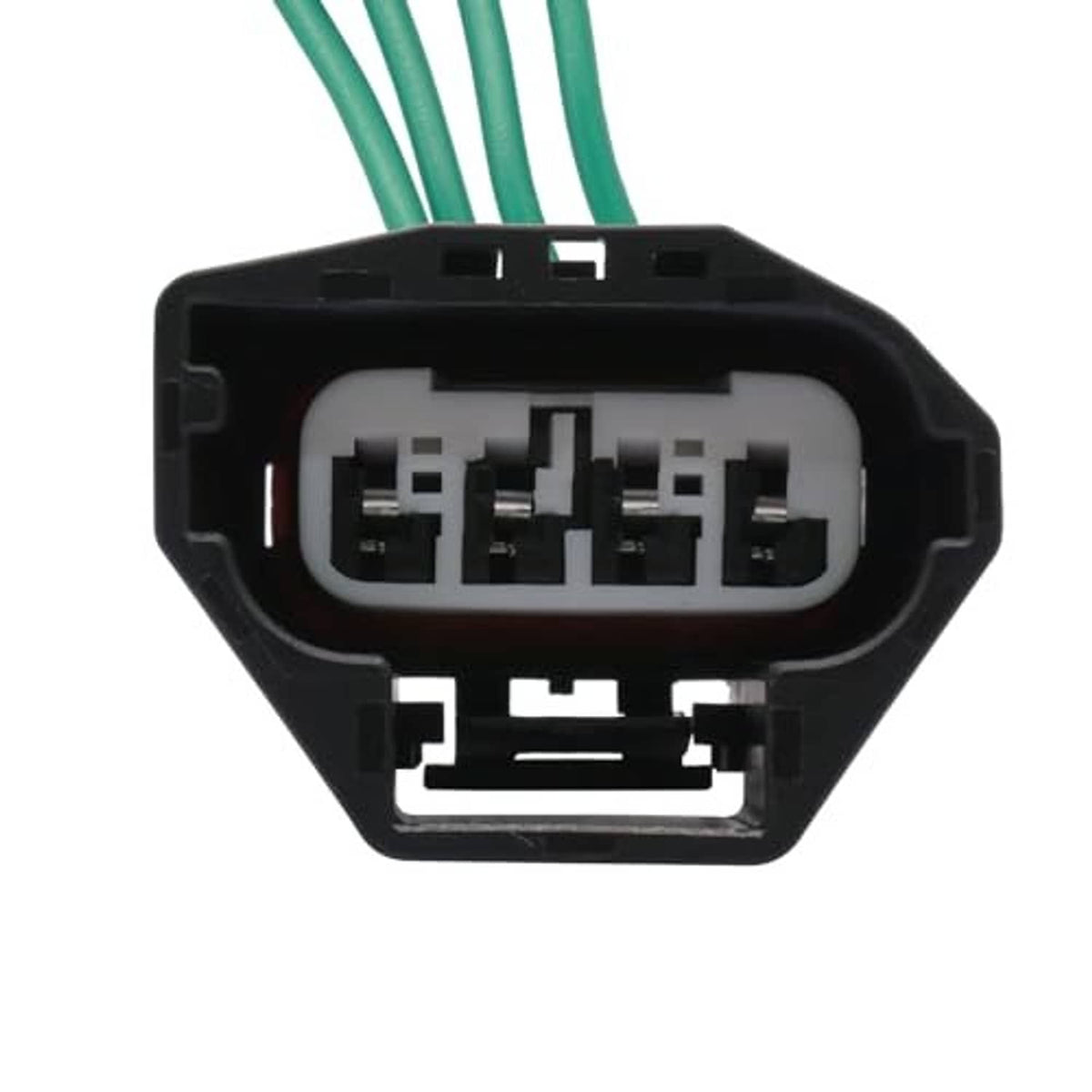 Electronic throttle body actuator connector pigtail, rear socket view with green wires