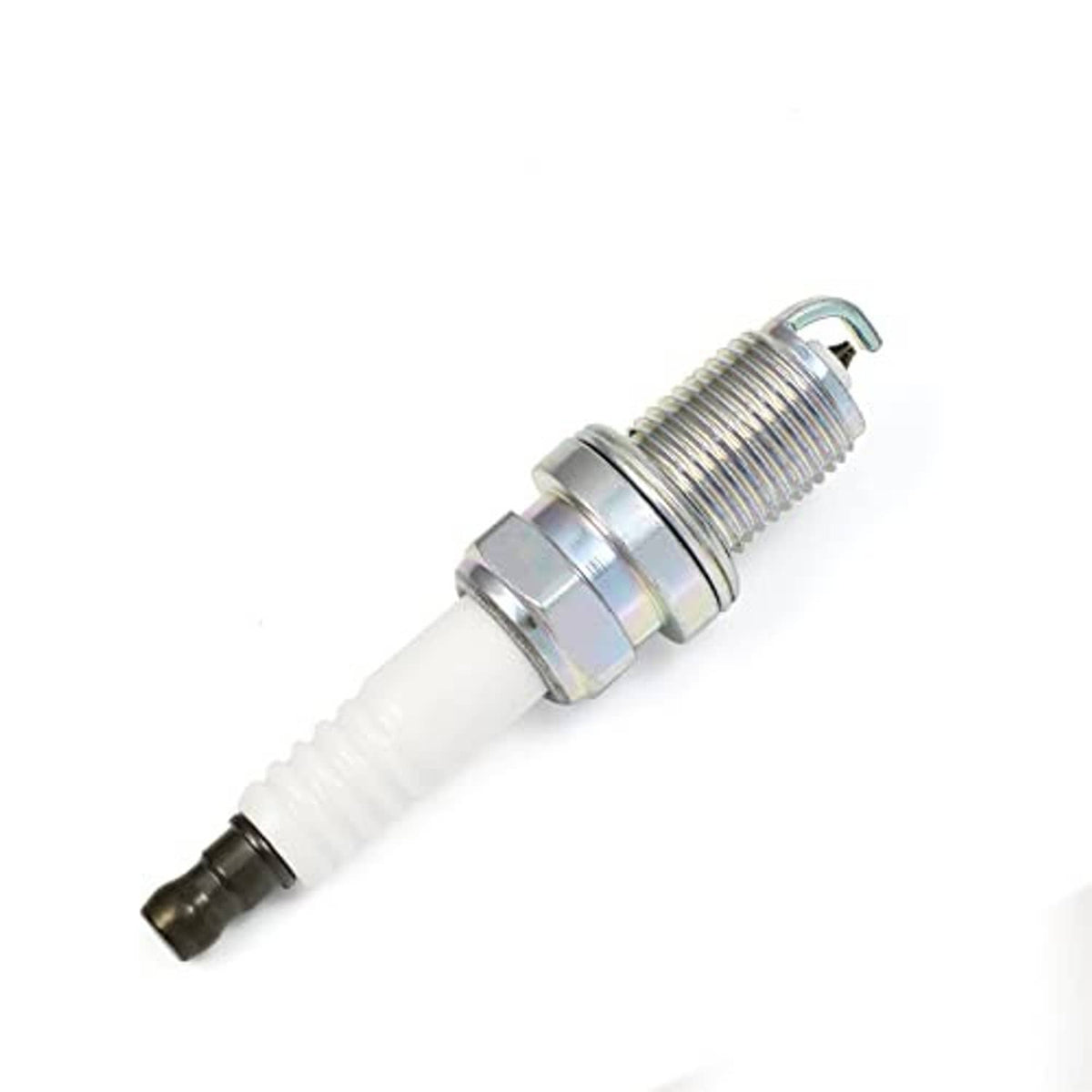 Spark plug with chrome hex and white insulator