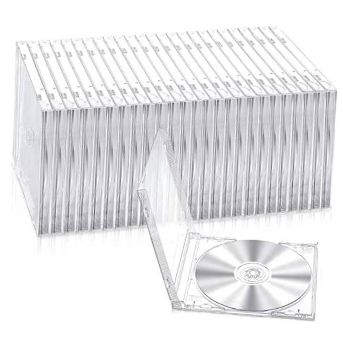 Clear single-CD jewel case stack, 10.4 mm standard CD storage