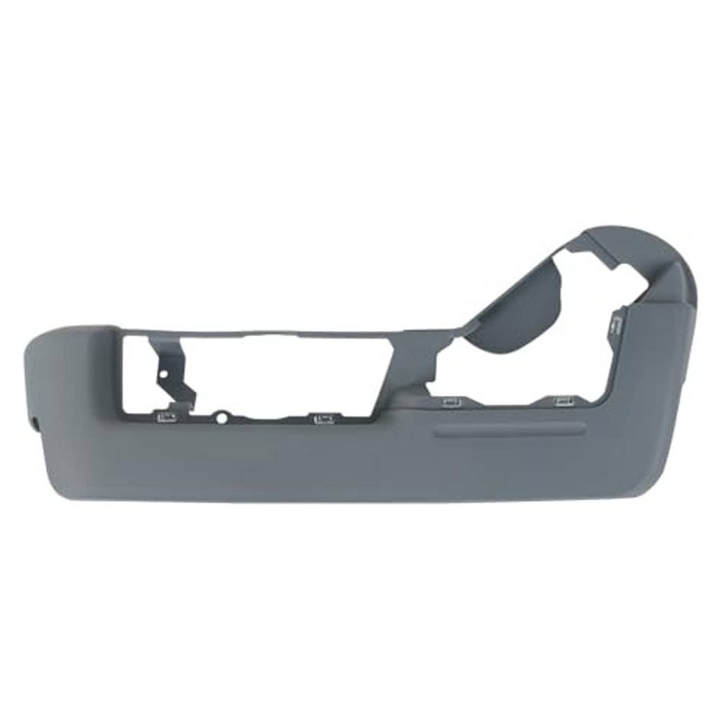 Gray driver side seat trim cover panel with handle-area cutout
