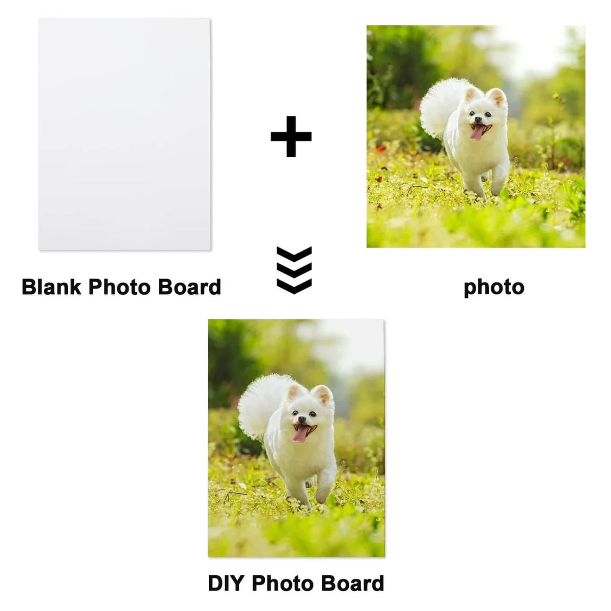 White aluminum sublimation photo blank with sample photo print for DIY board