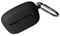 Black silicone earbud case with carabiner loop