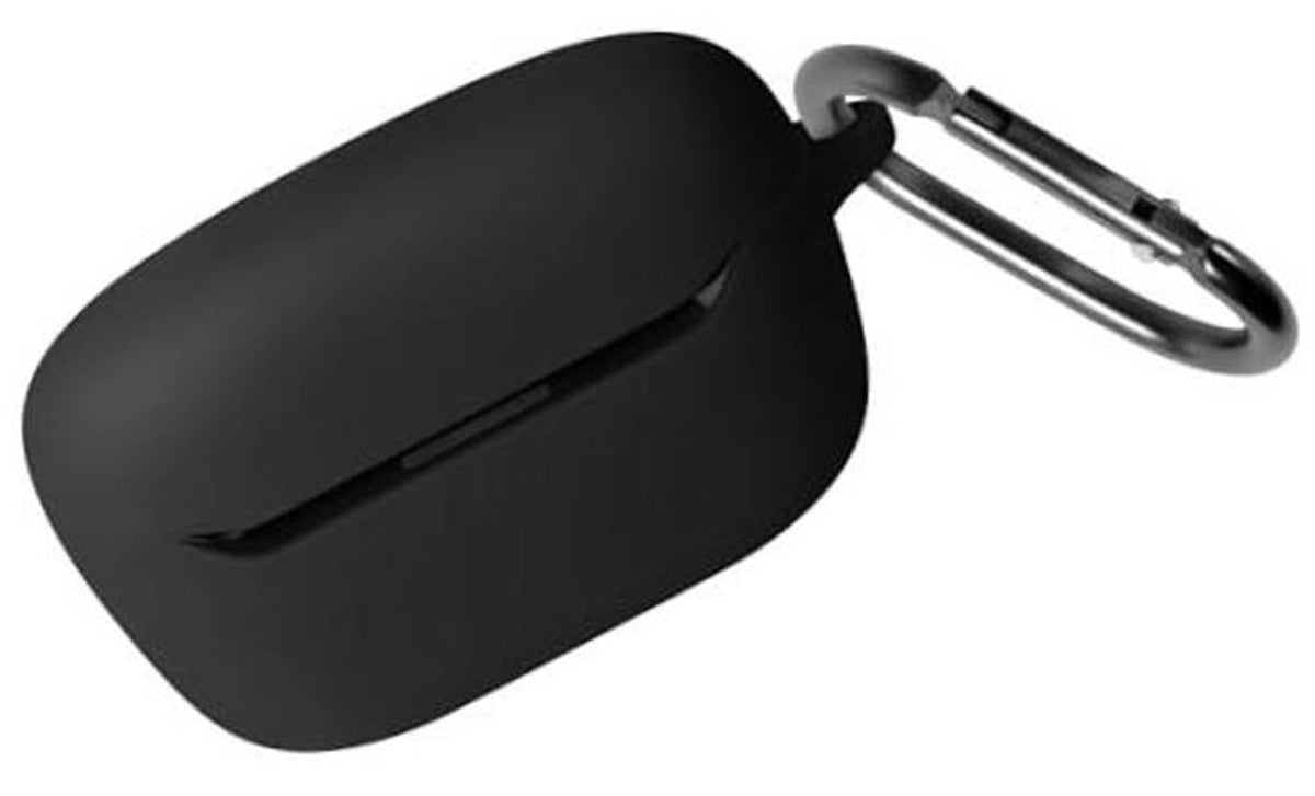 Black silicone earbud case with carabiner loop