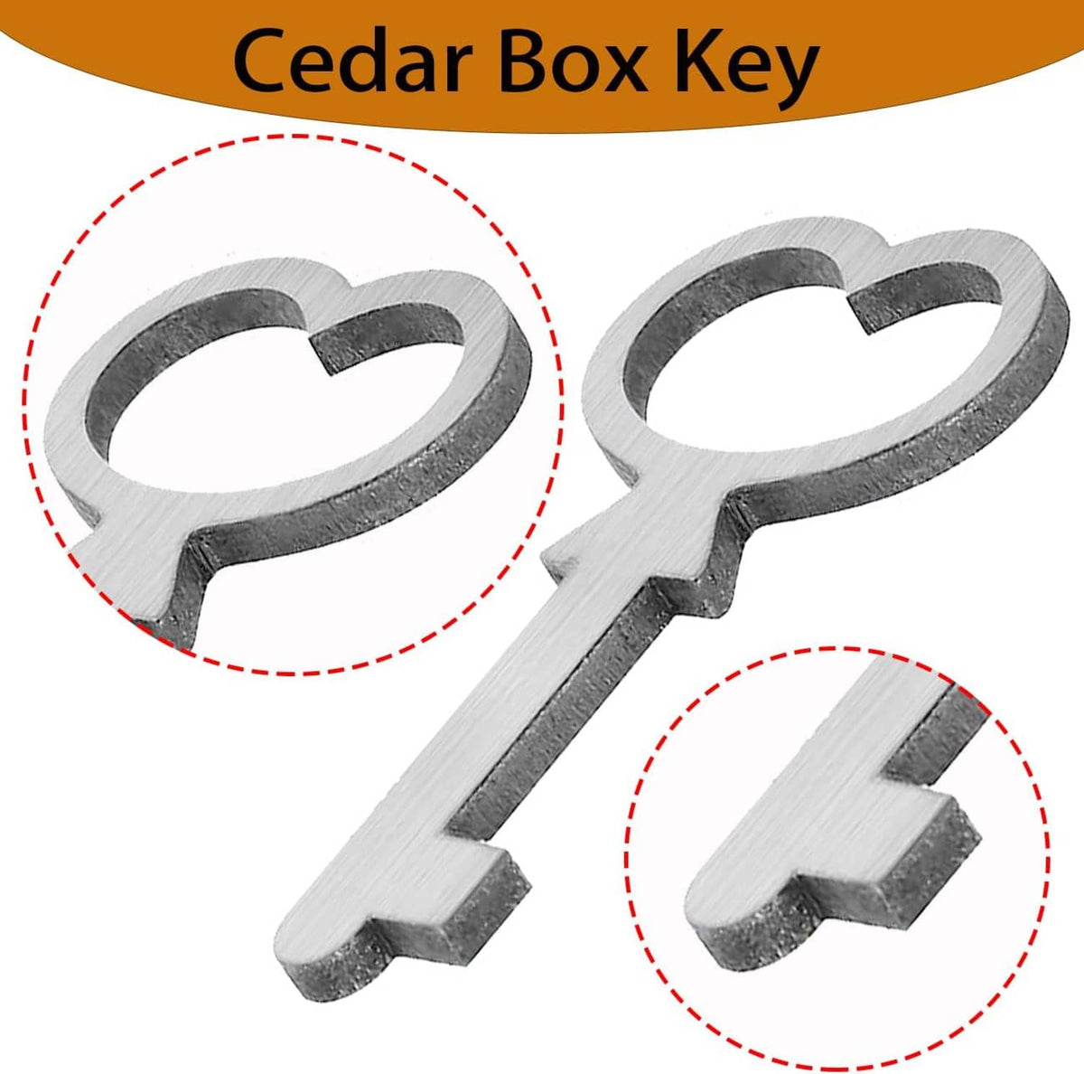 Close-up of silver metal replacement keys with heart-shaped heads and cut teeth
