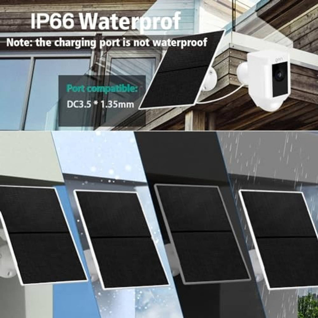 White solar panel charger with wall-mount arm and exterior water-droplet display