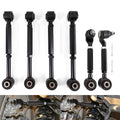 Set of black rear camber control arms with rubber bushings and ball joint ends