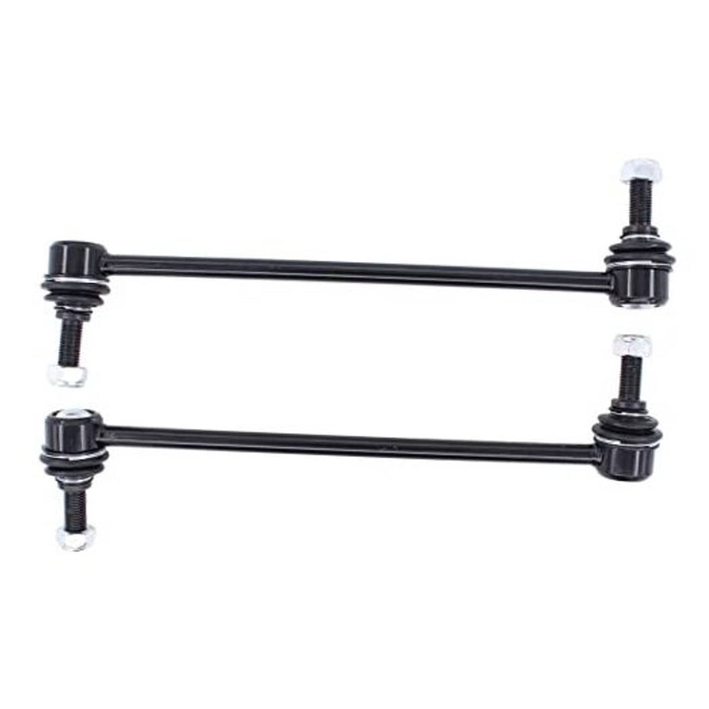Front sway bar link set with black steel bars and threaded end bolts